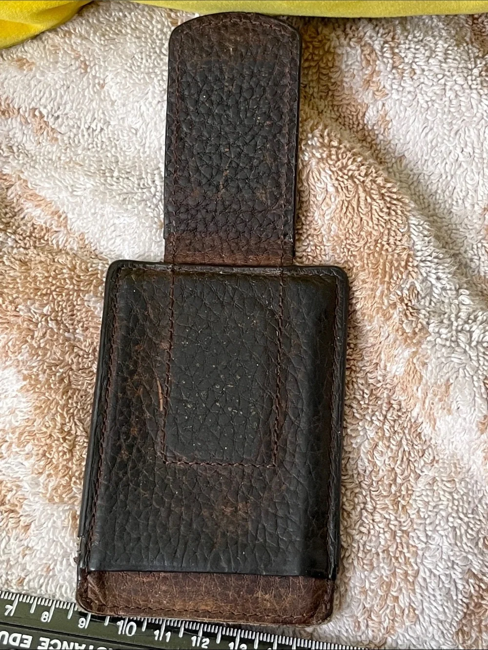 Ariat Dark Brown Leather Money Clip with Silver Shield Emblem